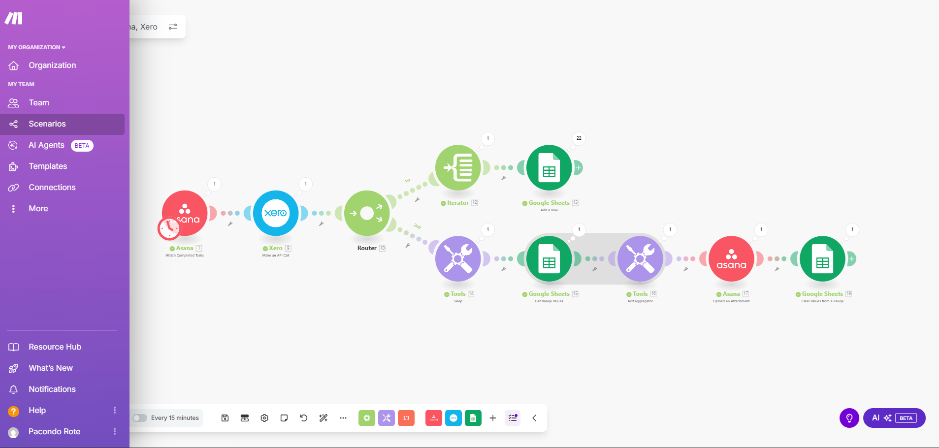 Automated Zero Export Asana CSV Upload